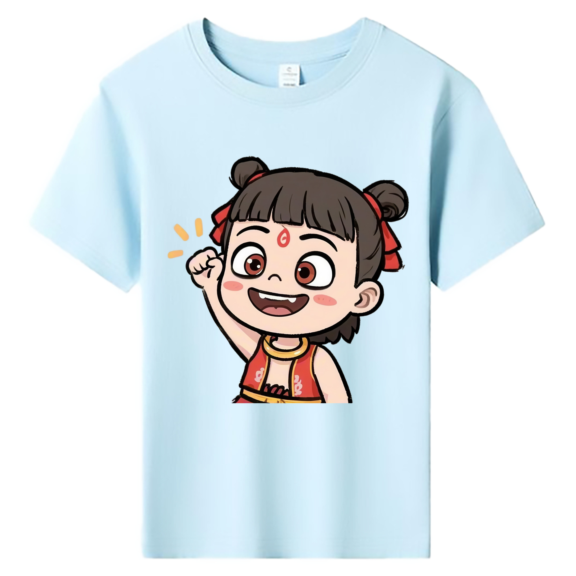 （画像用） Ne Zha 2 ナタ 魔童の大暴れ 綿100％キッズTシャツ（フロントプリント）